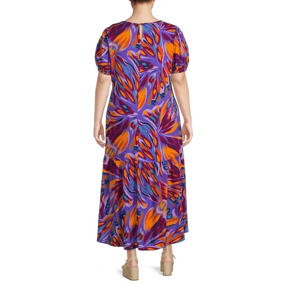 NWOT Terra & Sky Abstract colourful tiered maxi dress - Picture 3 of 7
